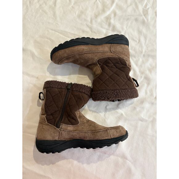 LL Bean Winter Boots Zip Brown Quilted Sherpa Cuff Primaloft Womens 9 - Picture 5 of 13